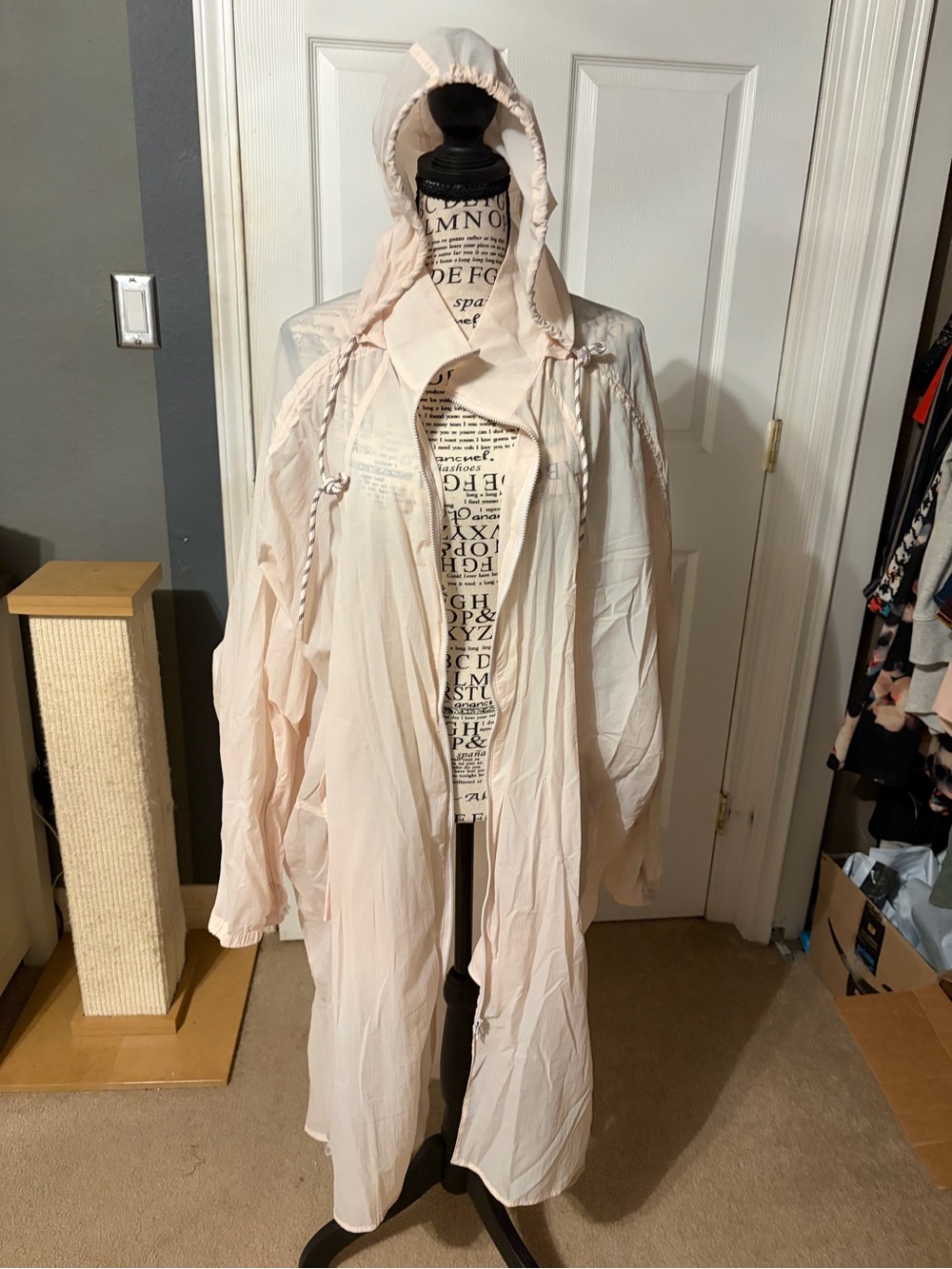 Athleta Pale Blush Mesh-Lined Hooded Jacket
